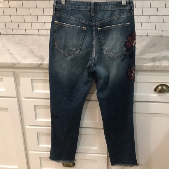 Abercrombie & Fitch Jeans Womens 27 Blue Embroidered Annie Girlfriend Boho Artsy - Picture 2 of 10